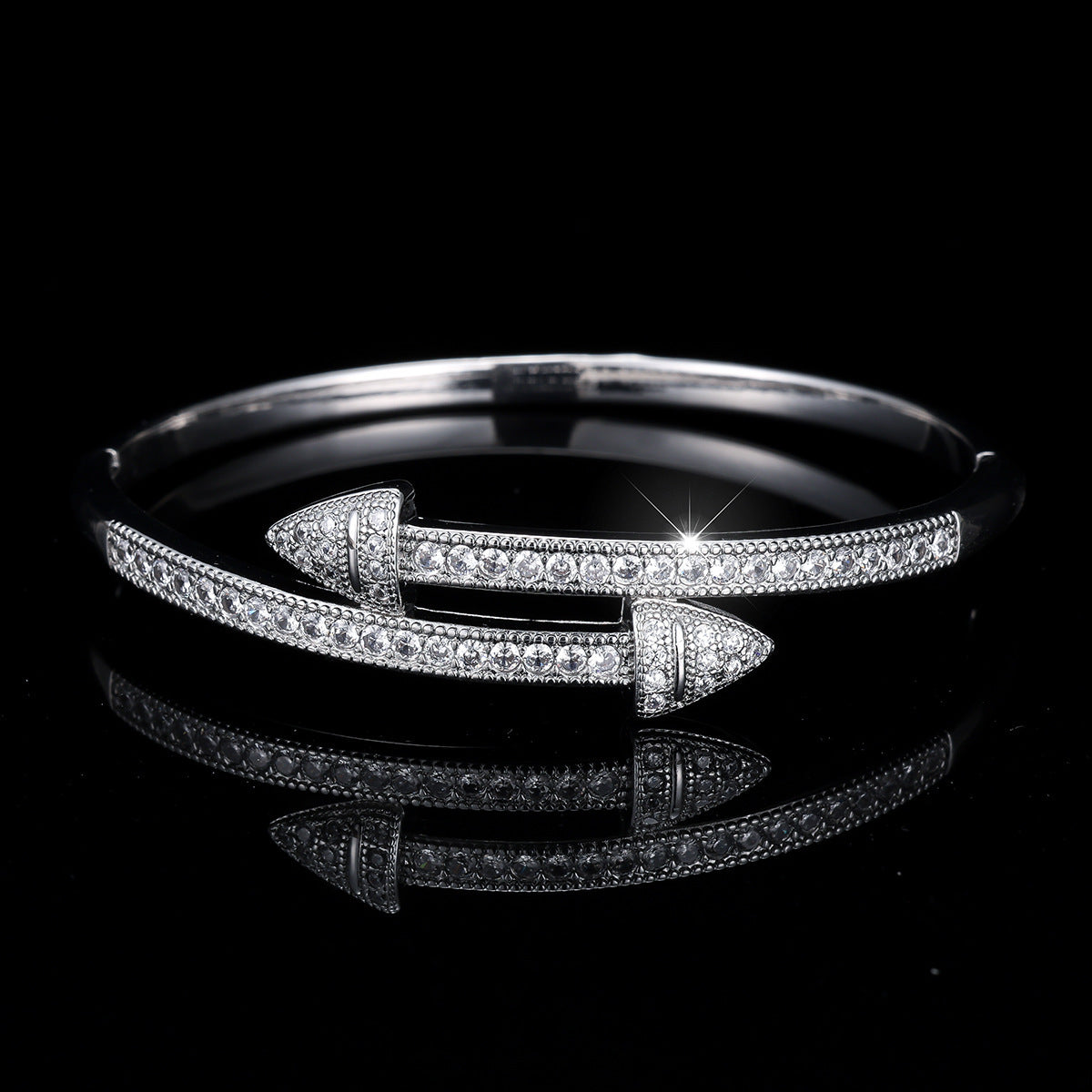 Cubic zirconia cuff bracelet by Yoshan, detail view 8
