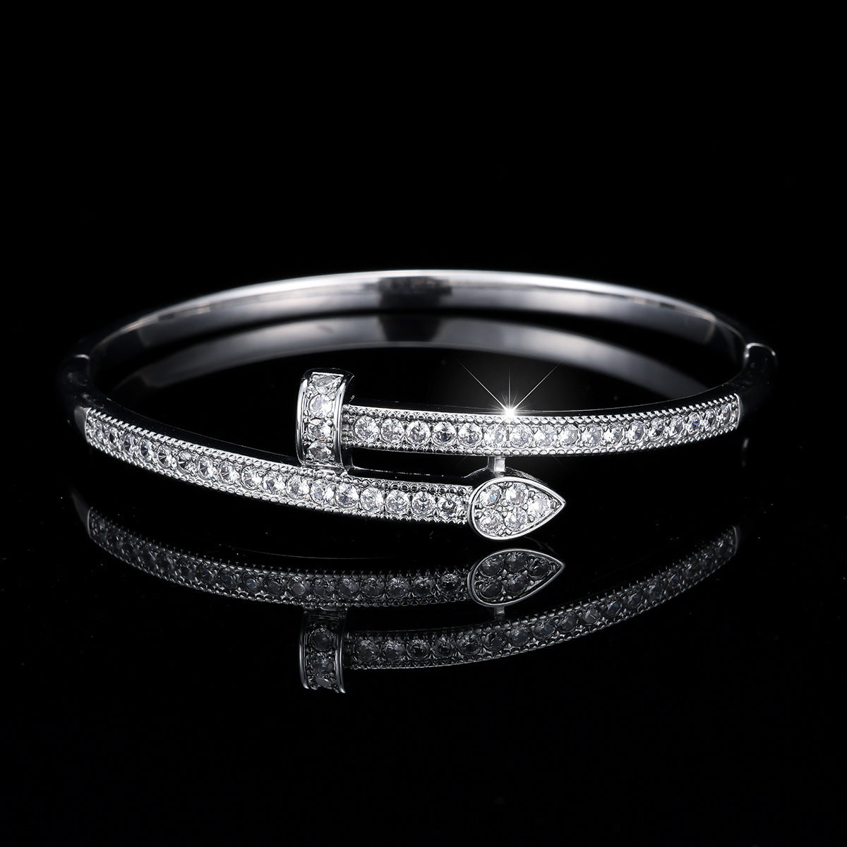 Cubic zirconia cuff bracelet by Yoshan, detail view 9