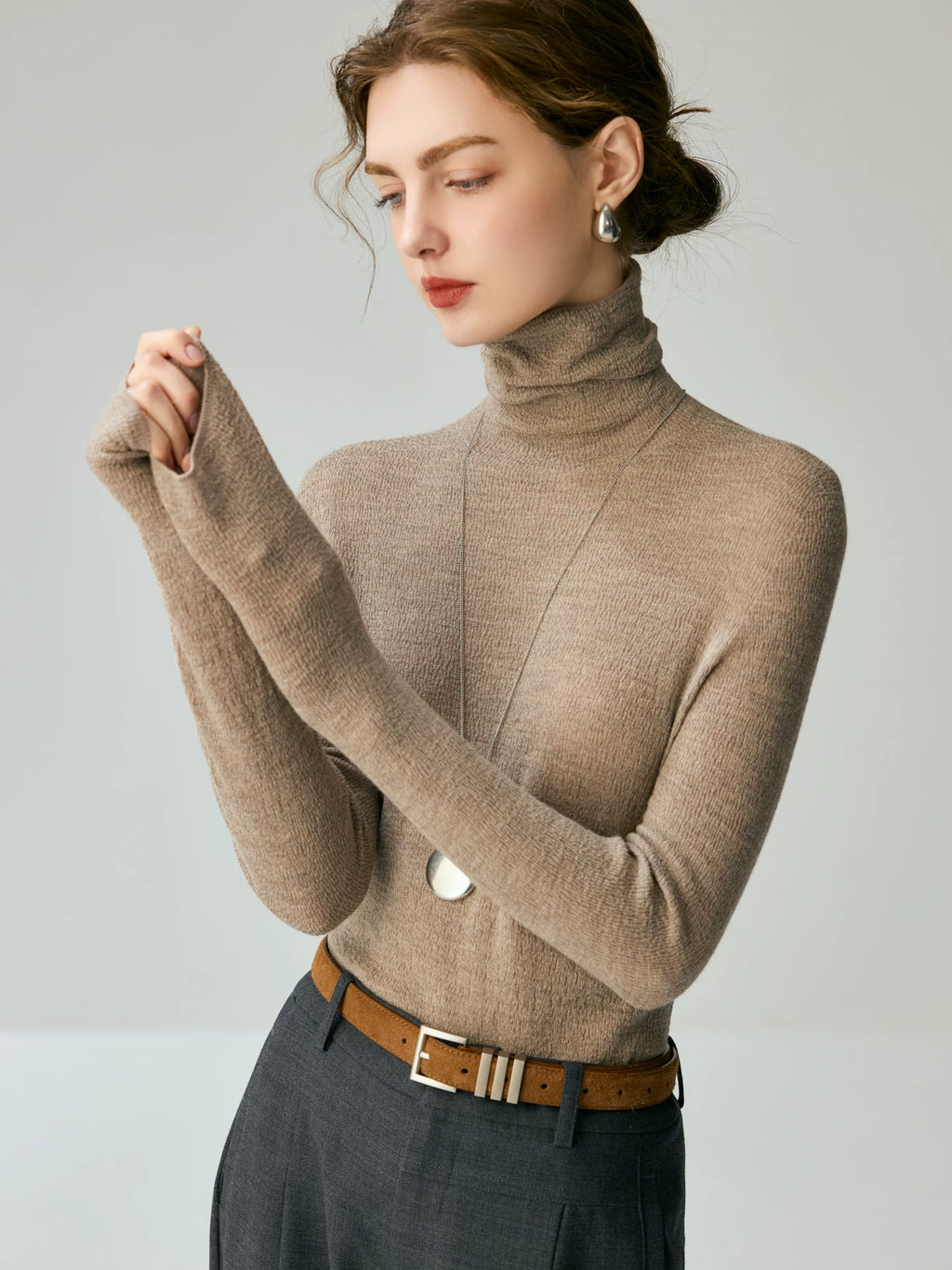Women's Turtleneck Wool Slim-fit Sweater Knit Pullover Top for Fall Winter Spring Travel Office Slimming Everyday Date Night