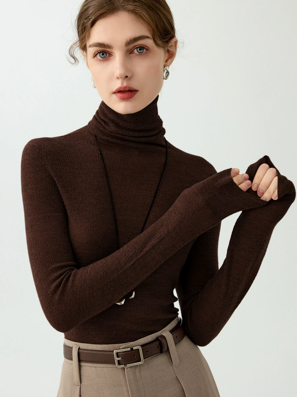 Women's Turtleneck Wool Slim-fit Sweater Knit Pullover Top for Fall Winter Spring Travel Office Slimming Everyday Date Night