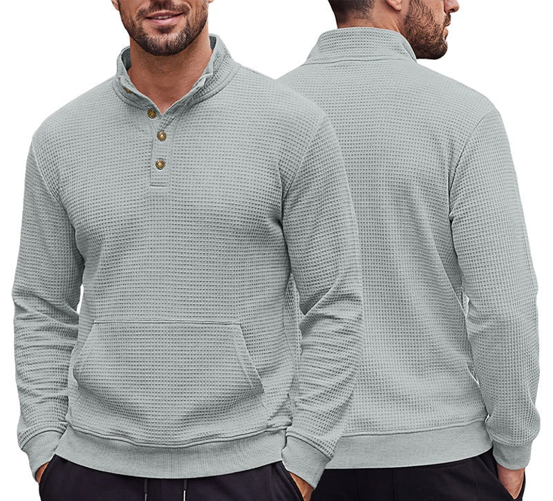 Men's Mandarin Collar Long Sleeve Casual Hoodie Sweatshirt Pullover Travel Weekend