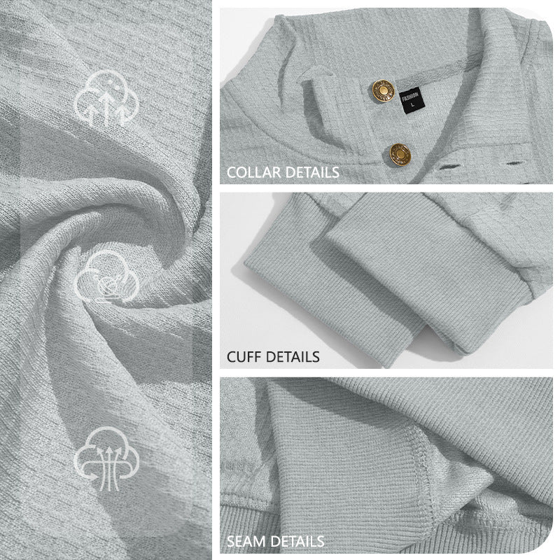 Men's Mandarin Collar Long Sleeve Casual Hoodie Sweatshirt Pullover Travel Weekend