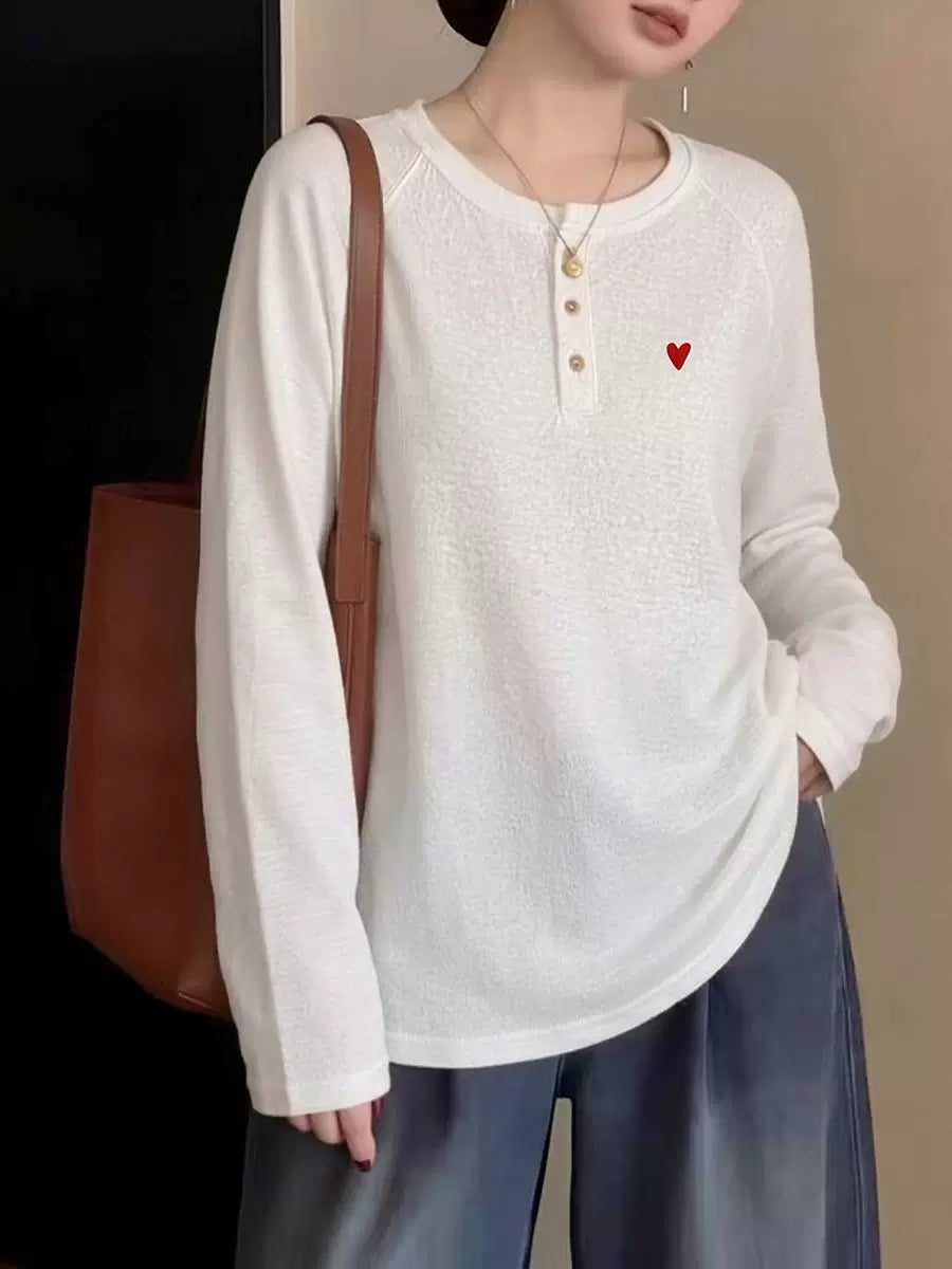 Women's Embroidered Plus Size Oversized Long Sleeve Korean-Style T-Shirt Casual Tee for Date Night Streetwear Everyday Wear Summer Weekend