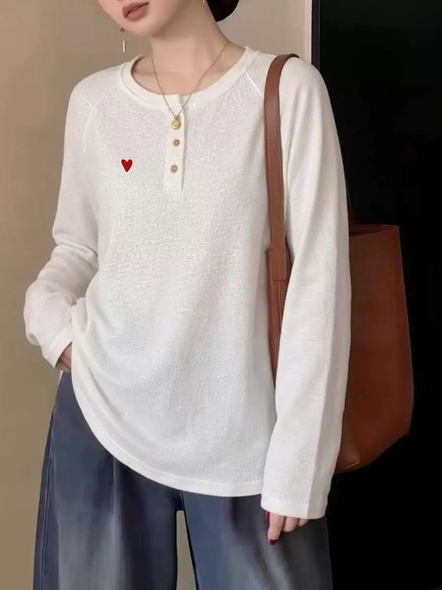 Women's Embroidered Plus Size Oversized Long Sleeve Korean-Style T-Shirt Casual Tee for Date Night Streetwear Everyday Wear Summer Weekend