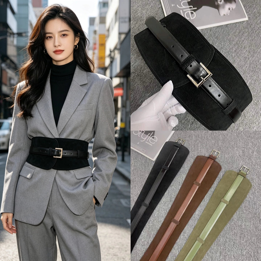 Women's Knit Suede-look Blazer Belt Retro Waist for Date Night Gift Party Designer Office Everyday