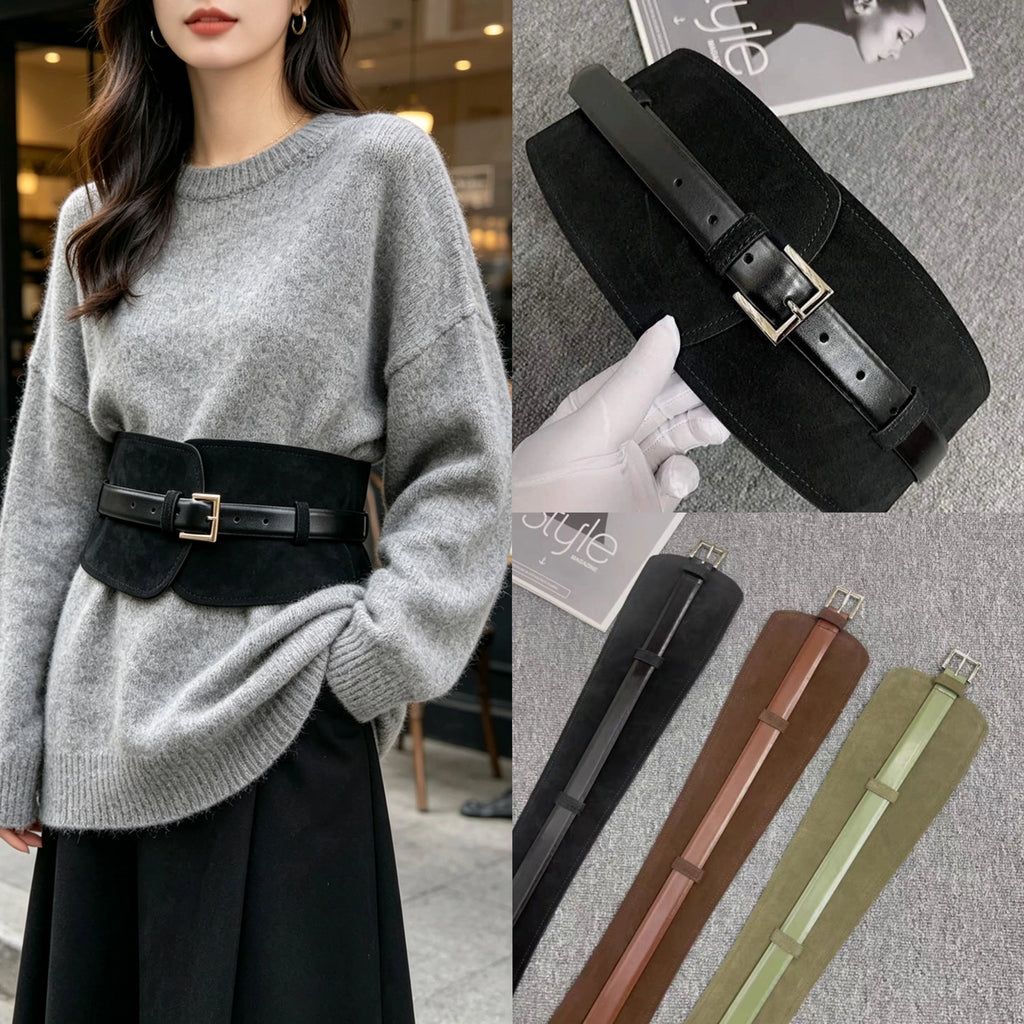 Women's Knit Suede-look Blazer Belt Retro Waist for Date Night Gift Party Designer Office Everyday