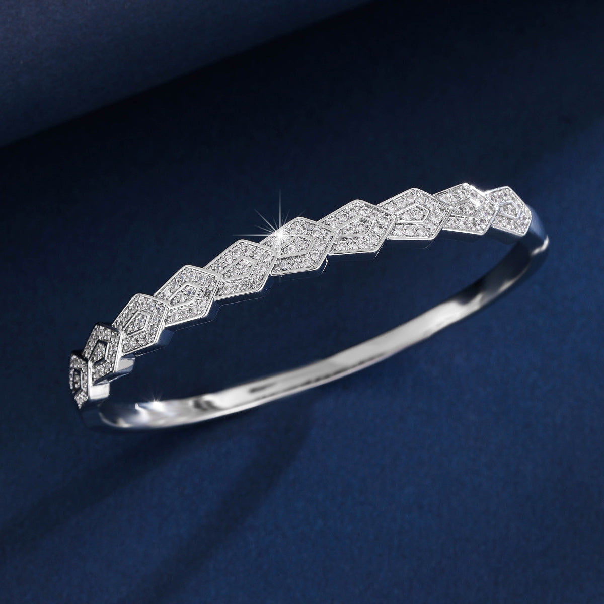 Silver geometric cuff bracelet by Yoshan