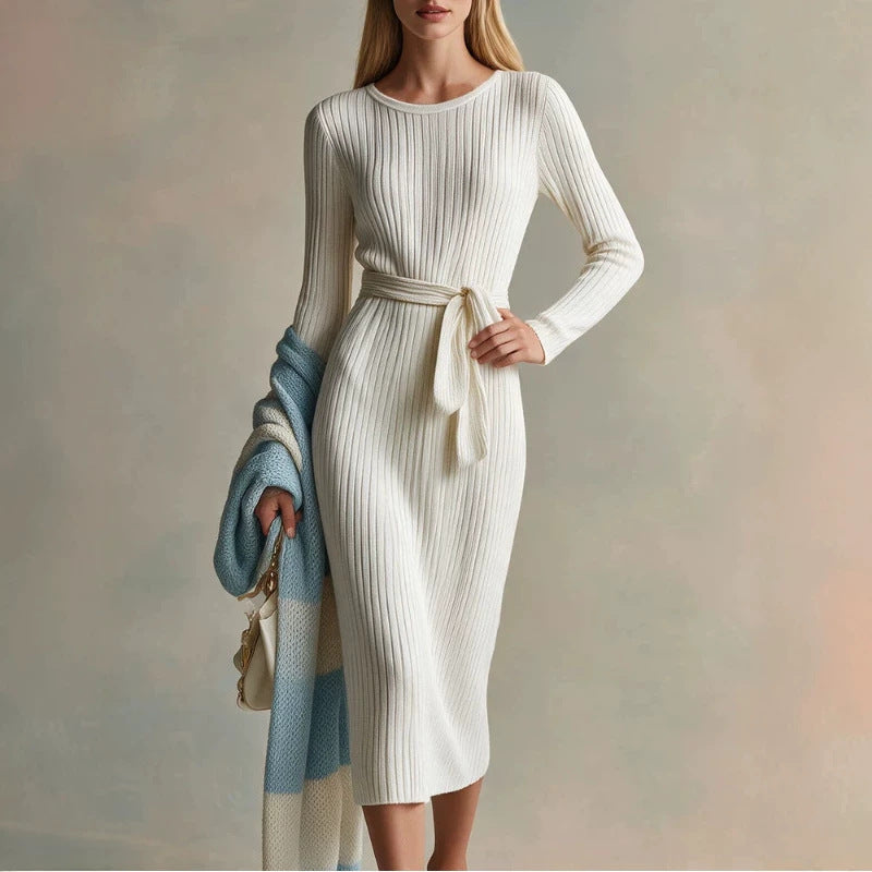 Women's White Long Sleeve Retro Dress Party Evening Outfit Casual