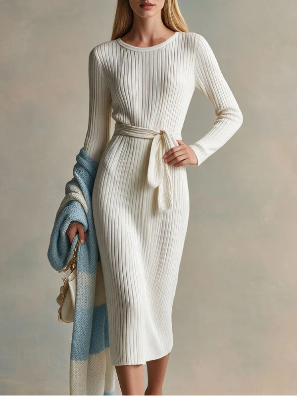 Women's White Long Sleeve Retro Dress Party Evening Outfit Casual