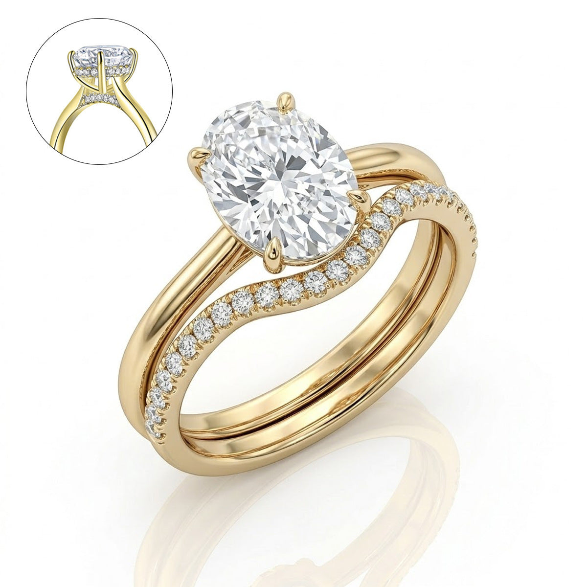 Gold cubic zirconia jewelry set by Yoshan, view 3