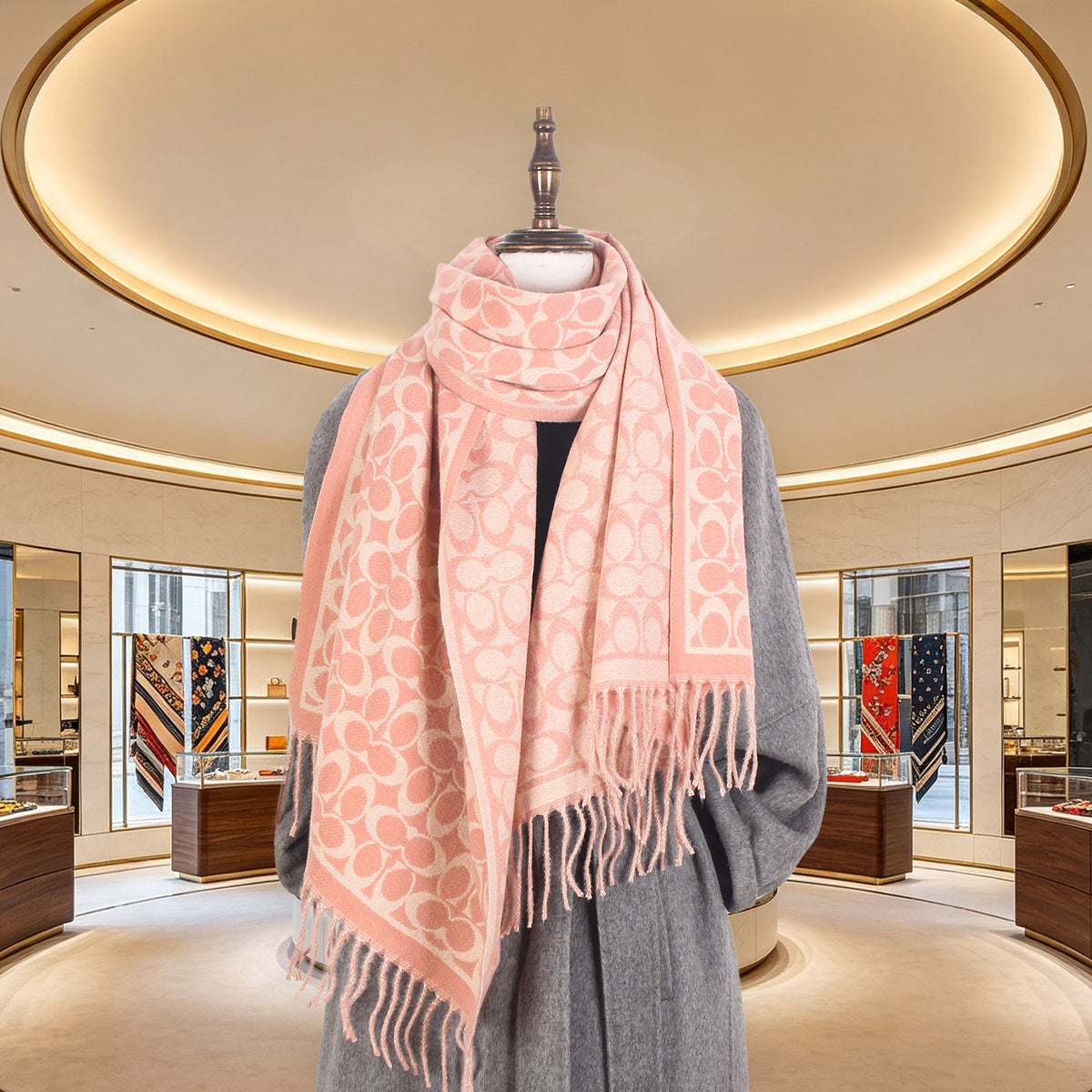 Women's Fall Winter Fleece-Lined Retro Shawls Scarves Scarf Fashion Wrap Pashmina