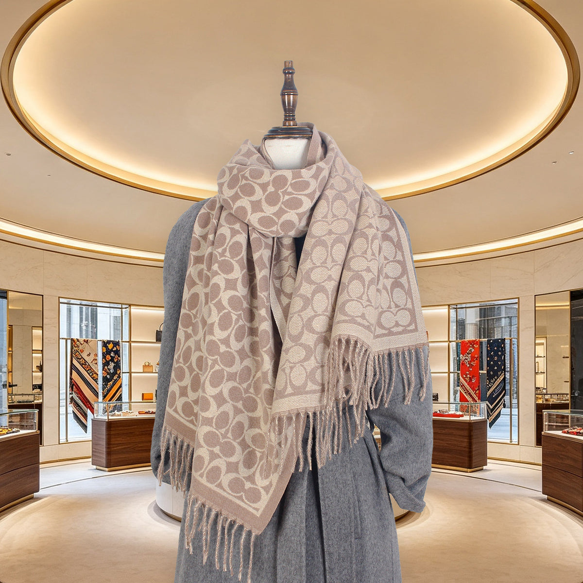 Women's Fall Winter Fleece-Lined Retro Shawls Scarves Scarf Fashion Wrap Pashmina