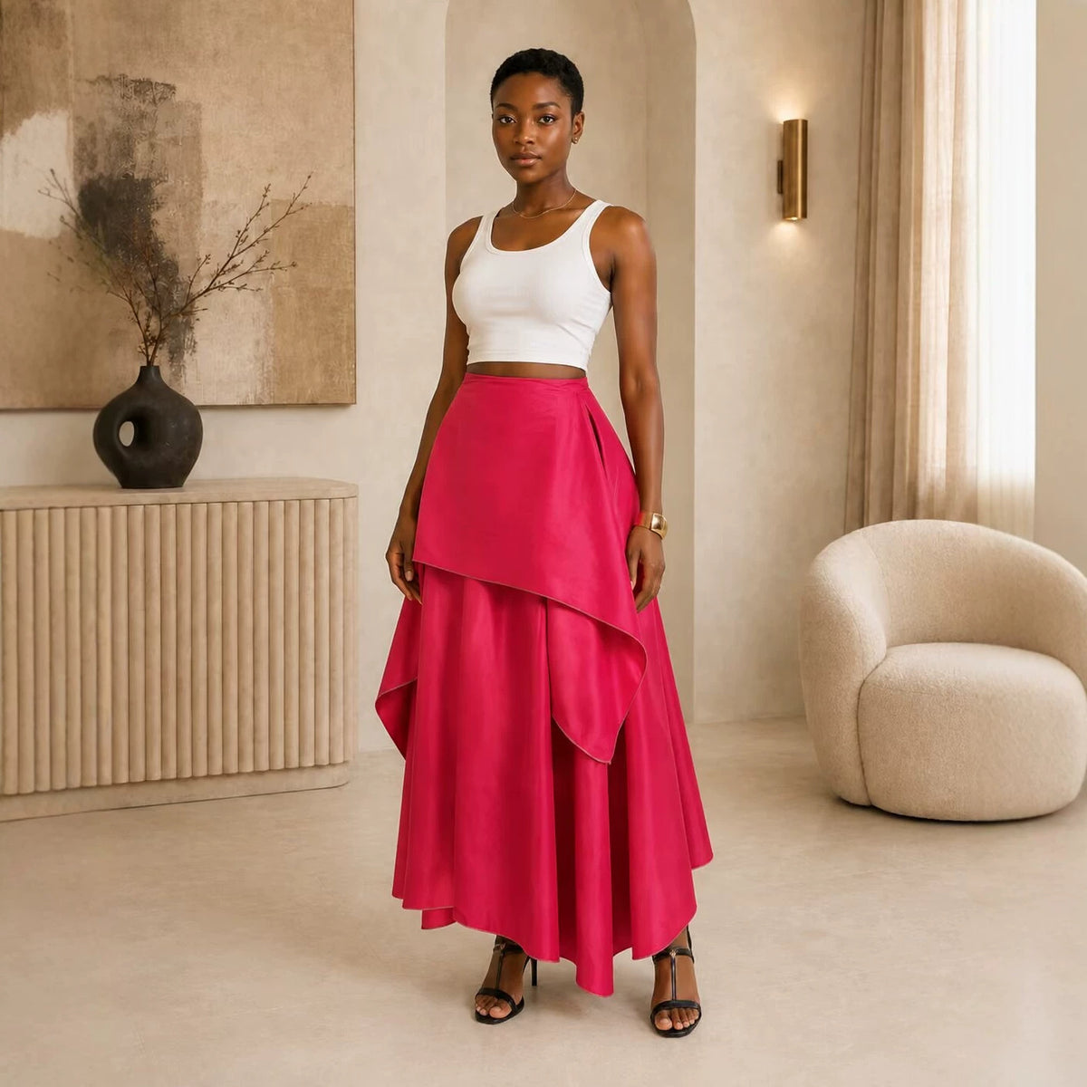 Women's Satin Maxi Designer Elegant Skirt Casual Everyday Wear Womenswear