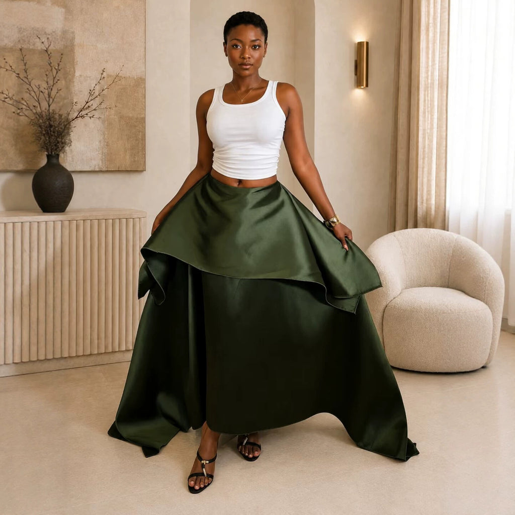 Women's Satin Maxi Designer Elegant Skirt Casual Everyday Wear Womenswear