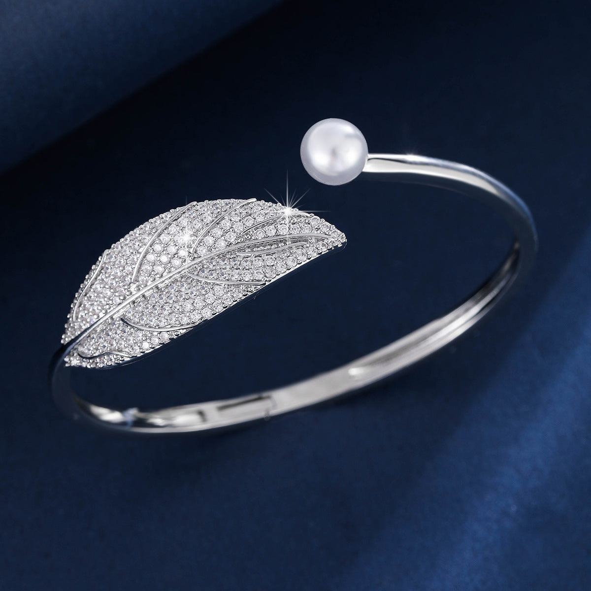 Cubic zirconia cuff bracelet by Yoshan, detail view 3