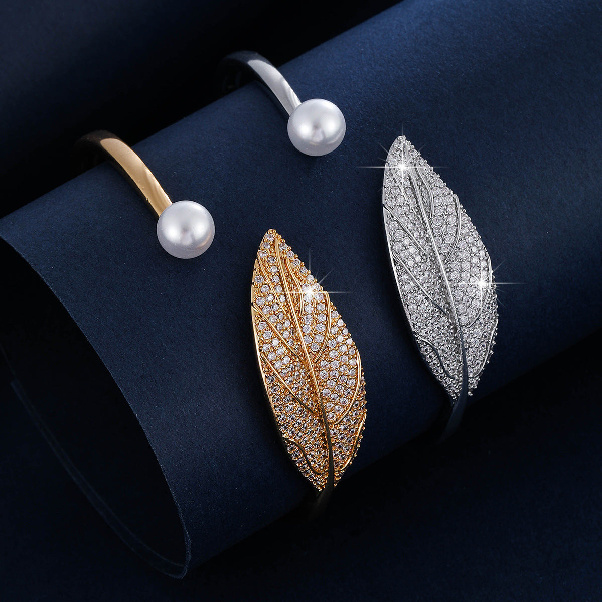 Cubic zirconia cuff bracelet by Yoshan, detail view 5