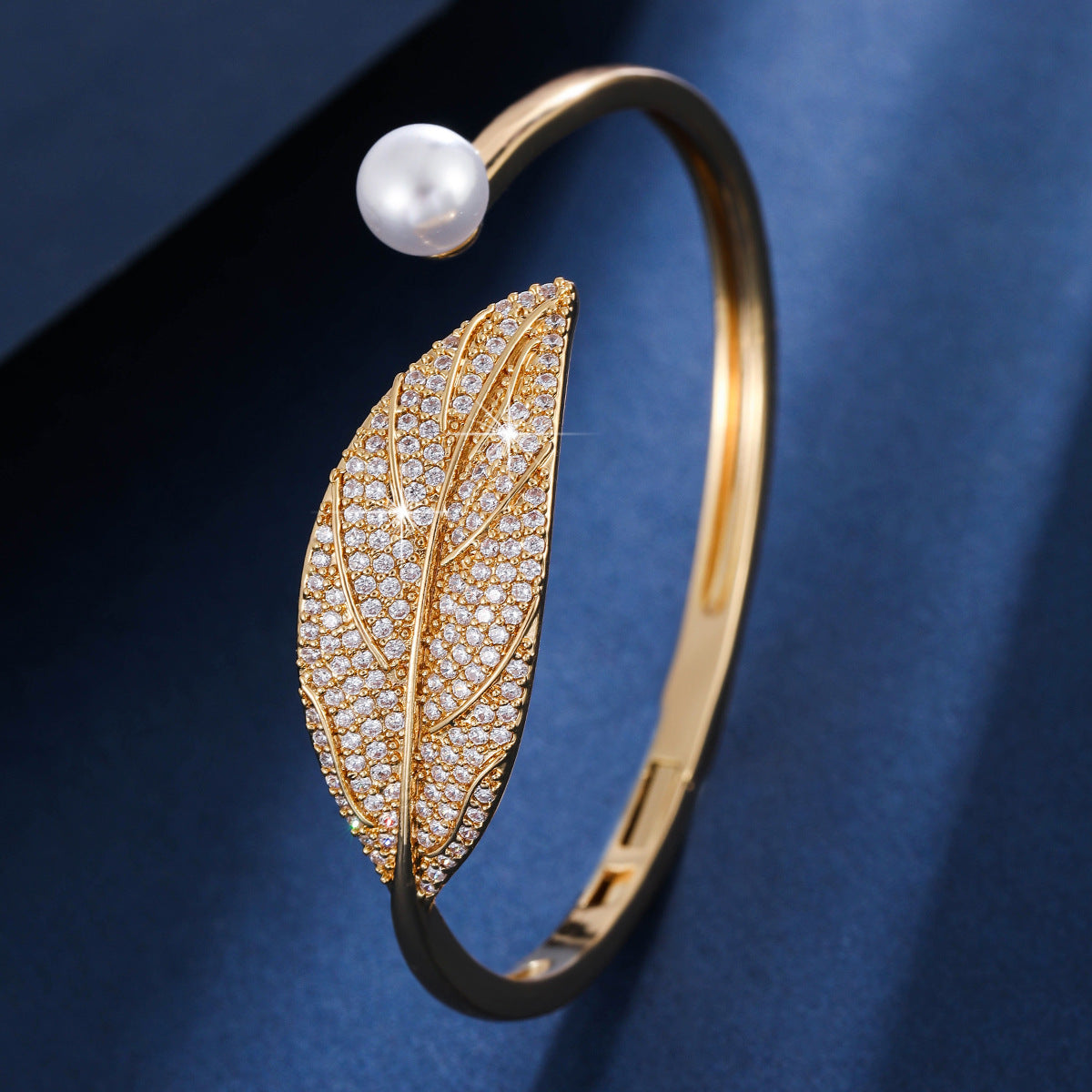 Cubic zirconia cuff bracelet by Yoshan, detail view 6