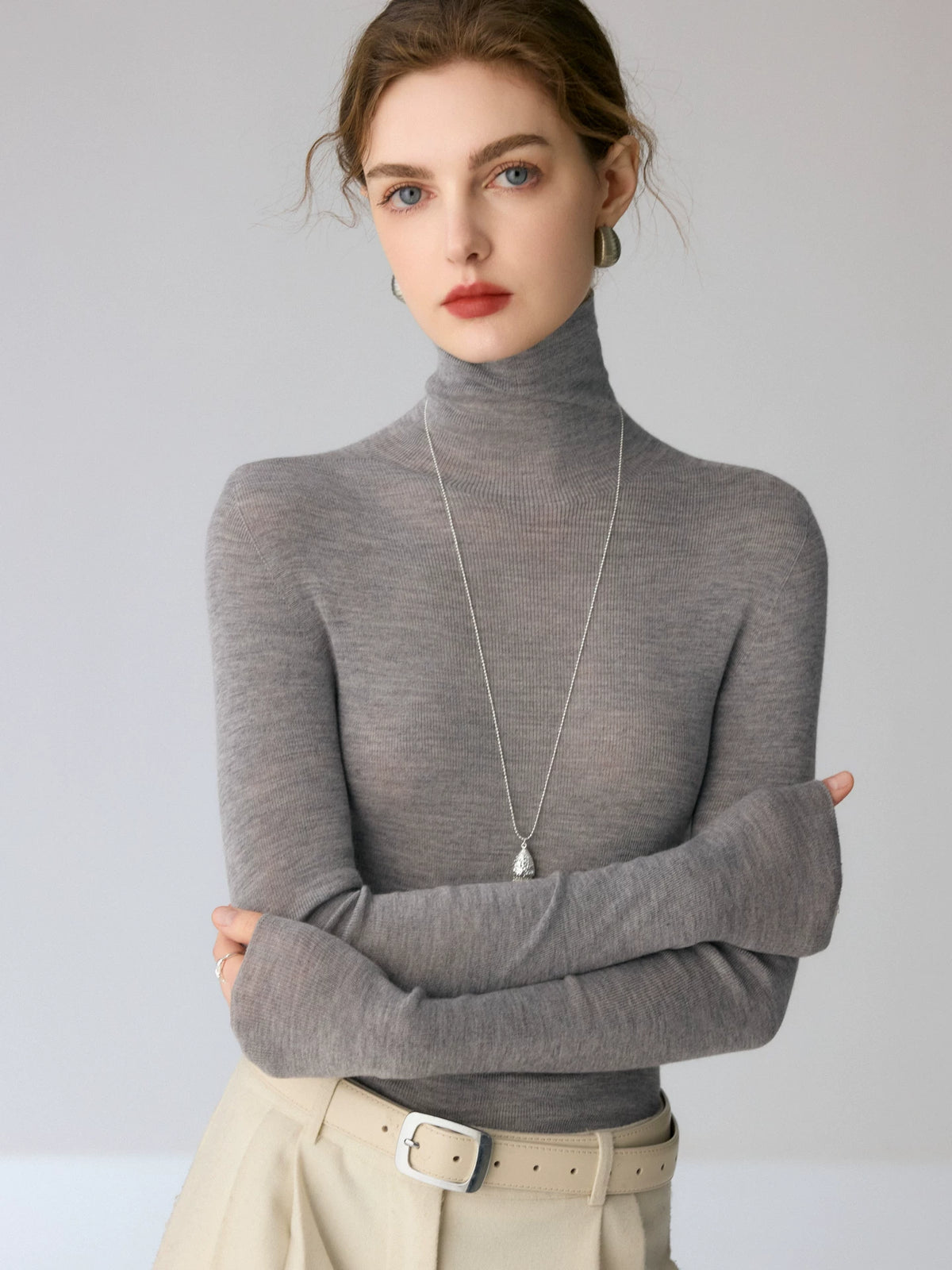 Women's Turtleneck Wool Fall Winter Slim-fit Long Sleeve Sweater Knit Pullover Top for Casual Outfits Spring Travel Office Slimming Everyday Date Night