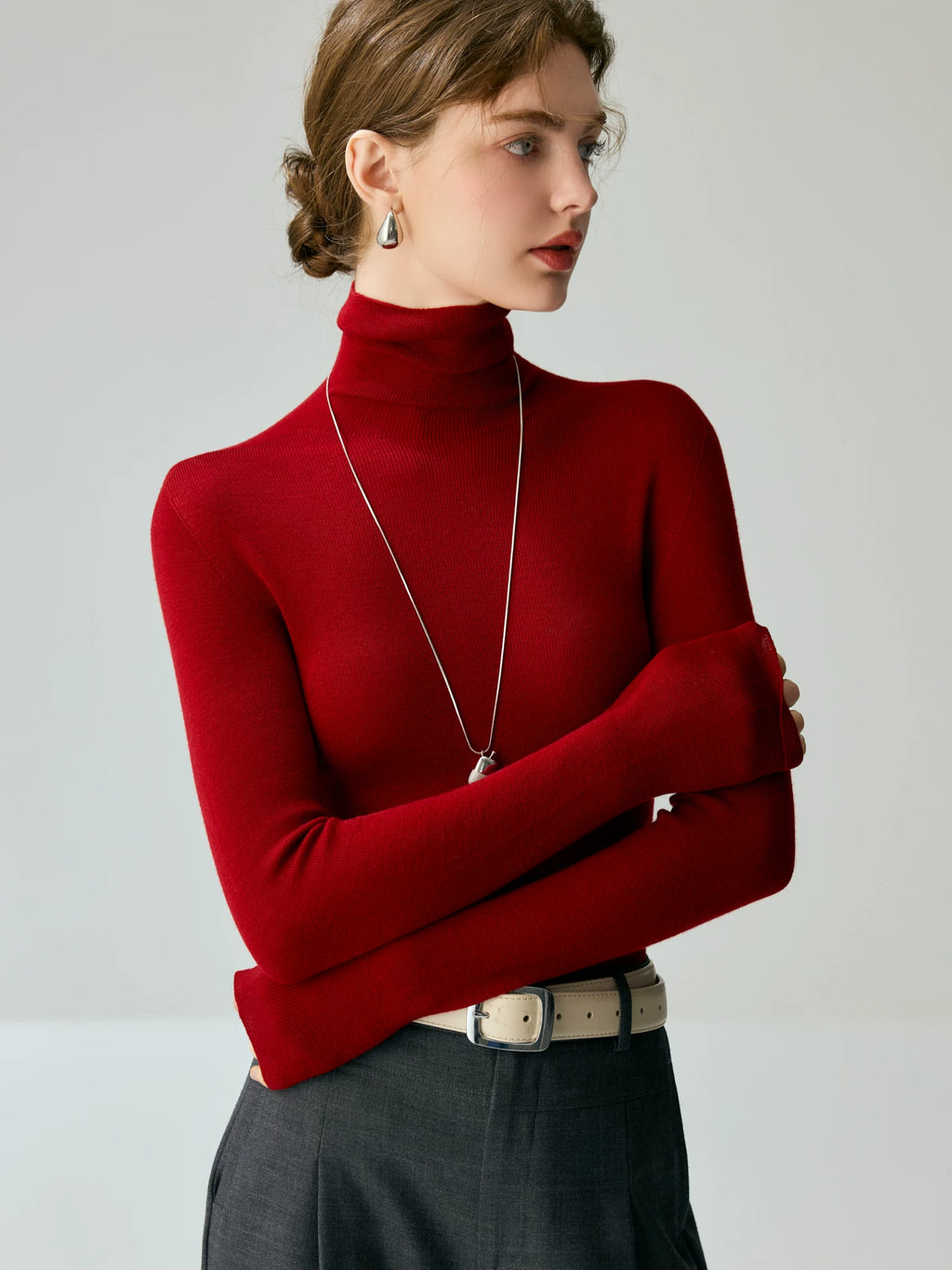 Women's Turtleneck Wool Fall Winter Slim-fit Long Sleeve Sweater Knit Pullover Top for Casual Outfits Spring Travel Office Slimming Everyday Date Night