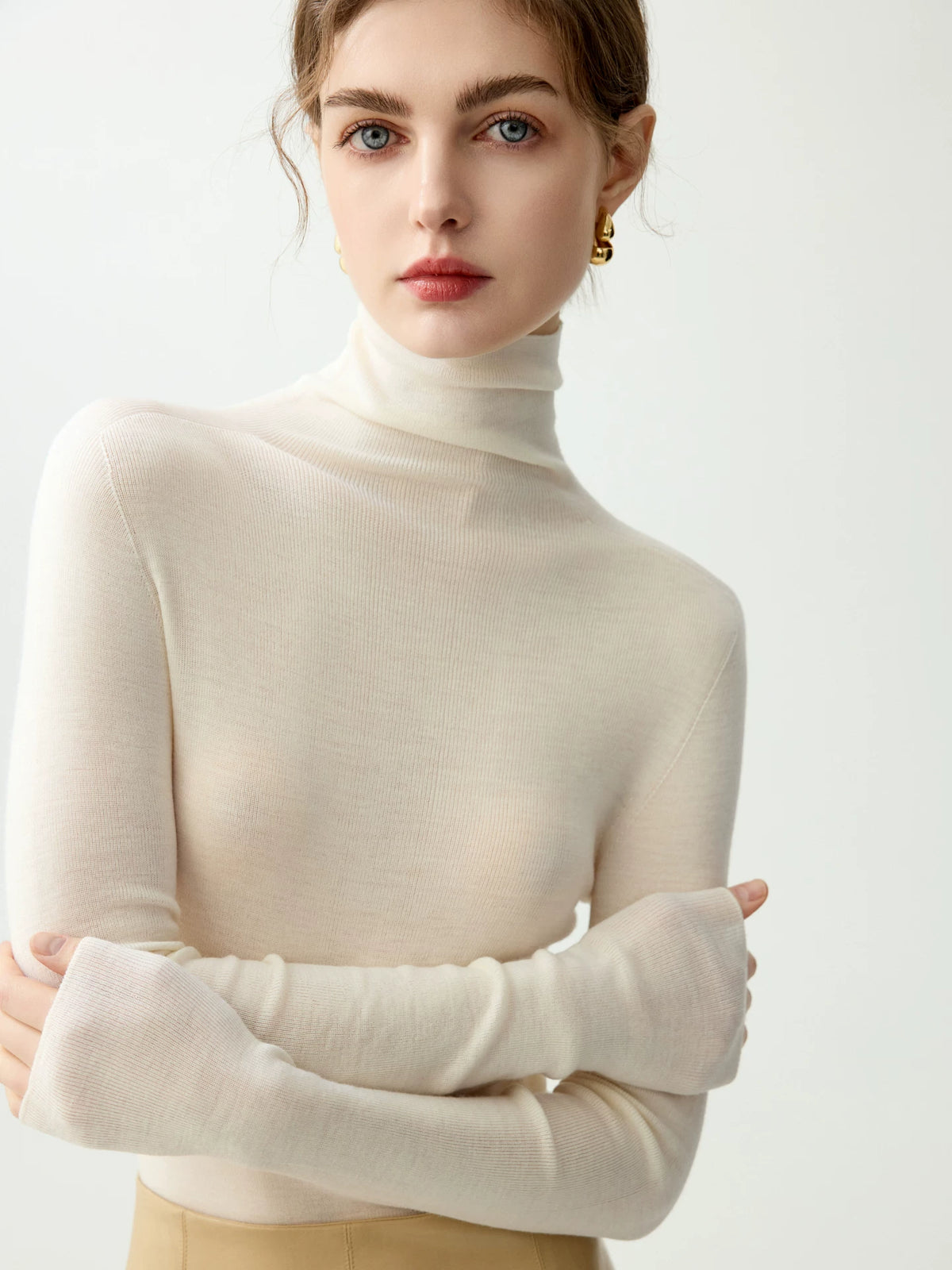 Women's Turtleneck Wool Fall Winter Slim-fit Long Sleeve Sweater Knit Pullover Top for Casual Outfits Spring Travel Office Slimming Everyday Date Night