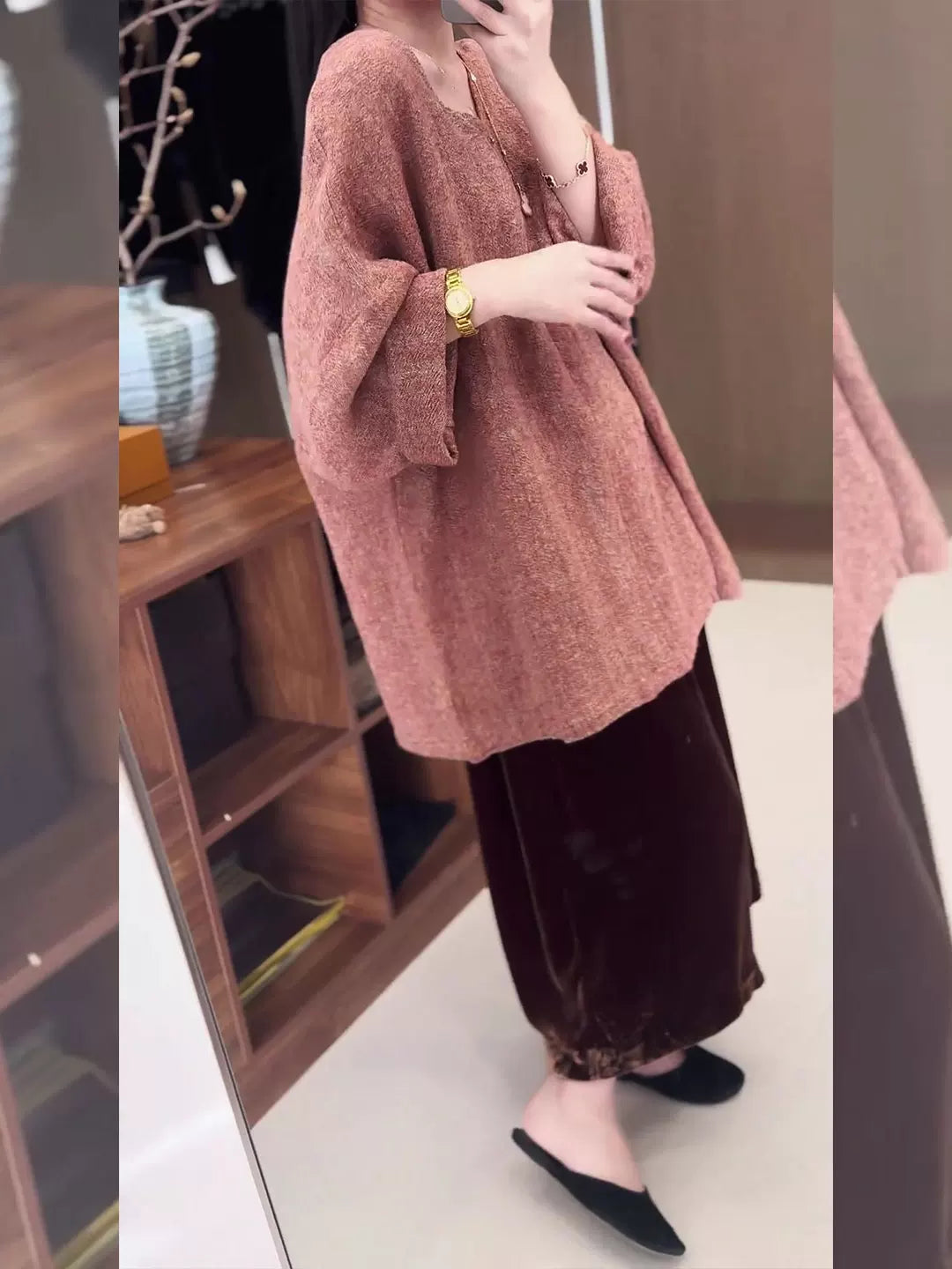 Women's V-Neck Longline Workwear High-Waist Petite Oversized Midi Relaxed Casual Wide-Leg Pants for Office Outfits Business Travel Comfort Weekend Everyday