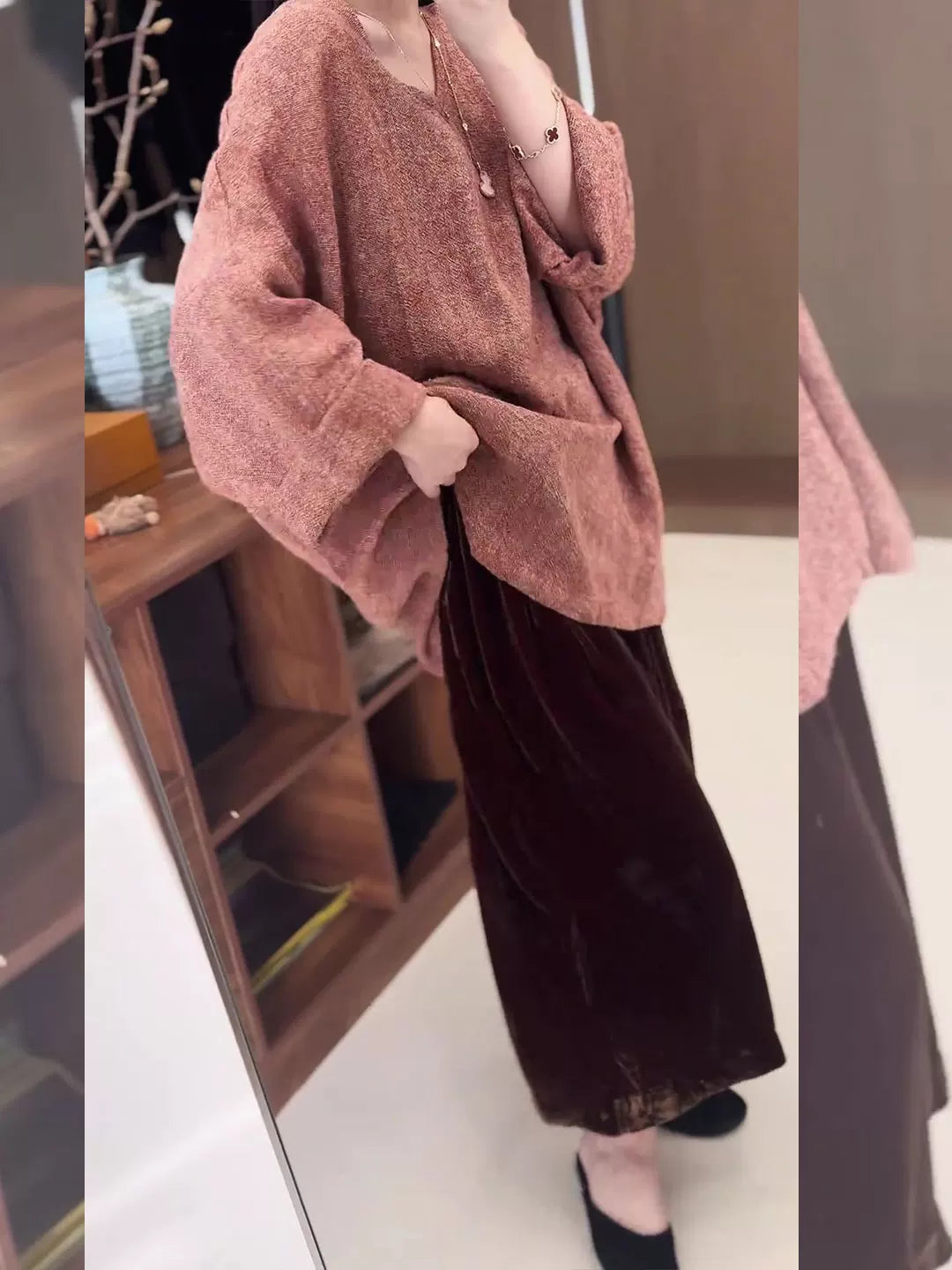 Women's V-Neck Longline Workwear High-Waist Petite Oversized Midi Relaxed Casual Wide-Leg Pants for Office Outfits Business Travel Comfort Weekend Everyday