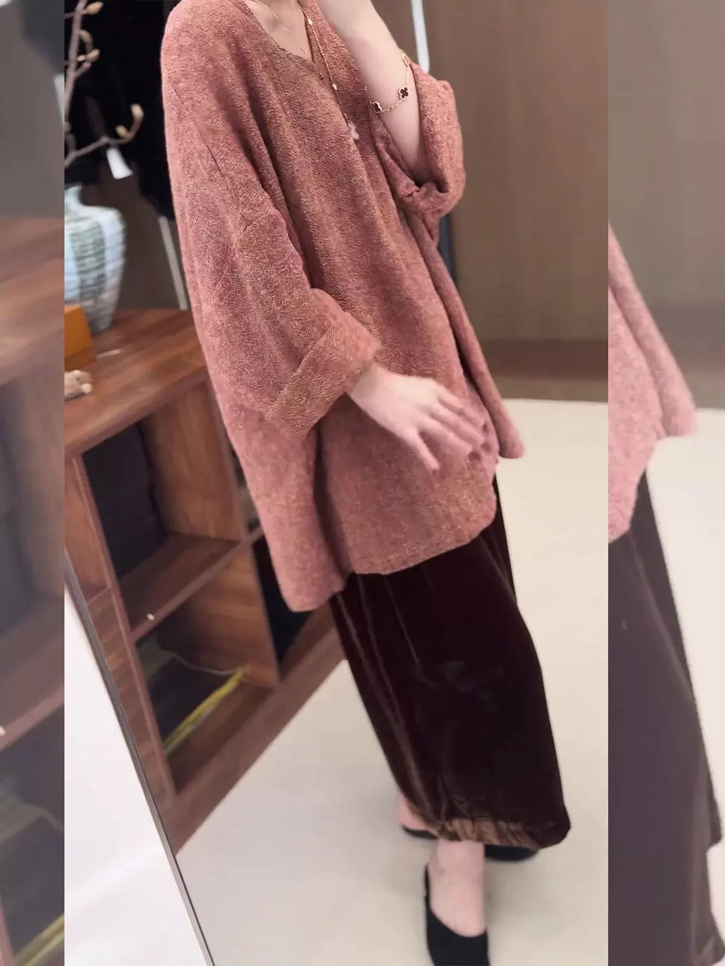Women's V-Neck Longline Workwear High-Waist Petite Oversized Midi Relaxed Casual Wide-Leg Pants for Office Outfits Business Travel Comfort Weekend Everyday