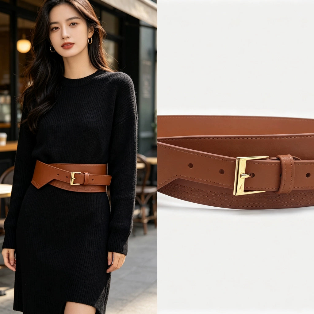 Women's Minimalist Knit Asymmetric Dress Belt Waist Gift Party Designer Versatile Office Everyday