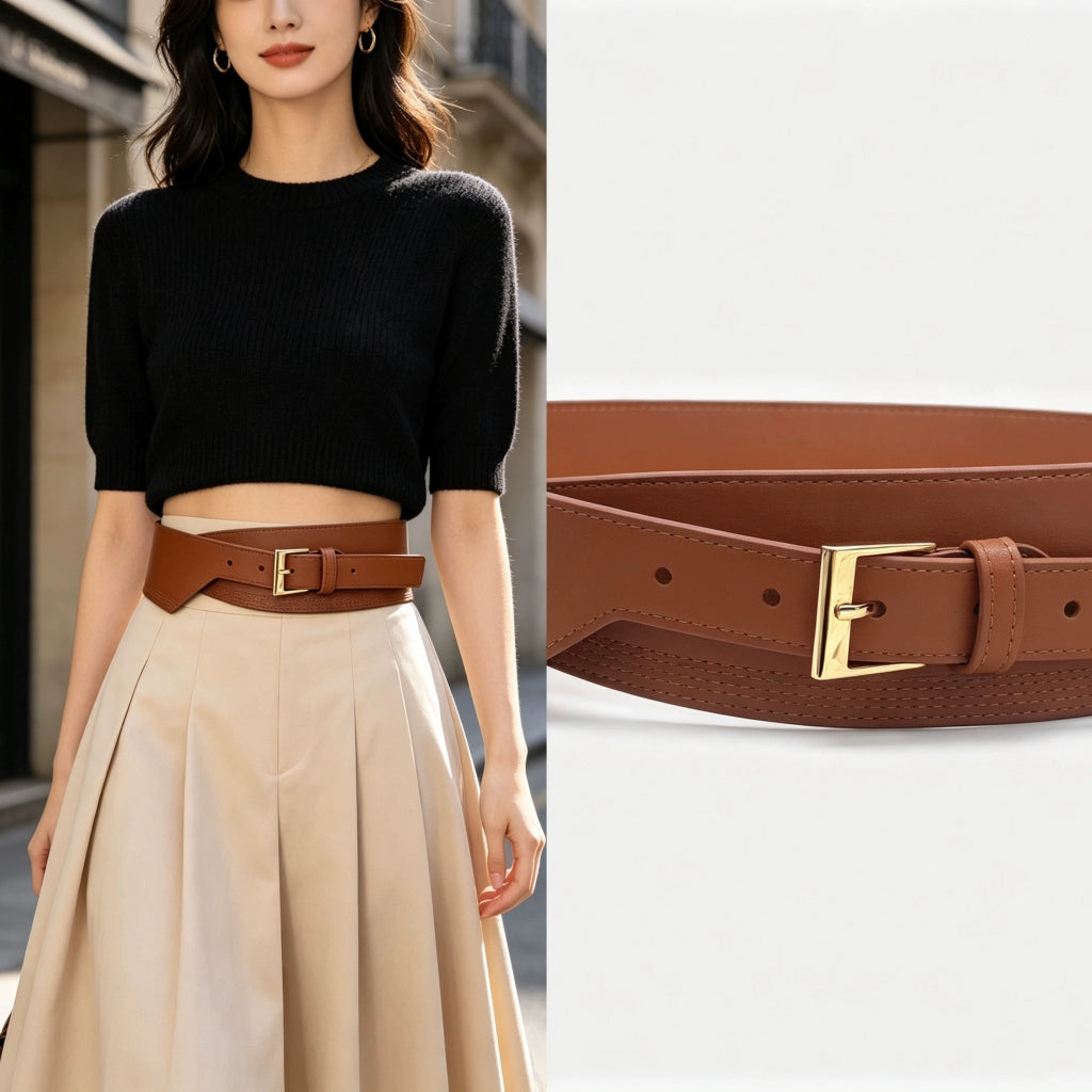 Women's Minimalist Knit Asymmetric Dress Belt Waist Gift Party Designer Versatile Office Everyday