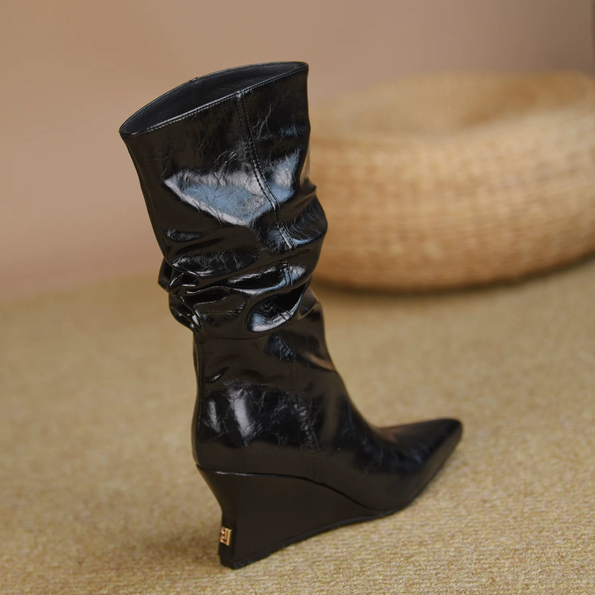 Women's Winter Wedge High Heel Flat Tall Riding Boots for Fall Outfits Streetwear Office and Weekend Everyday Wear Date Night