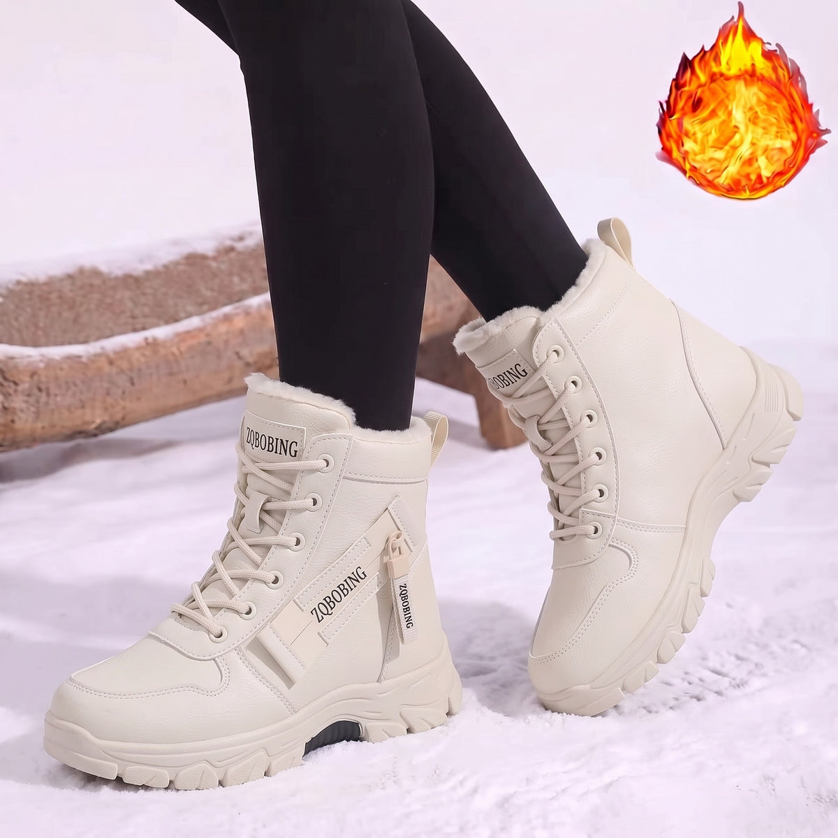 Men's Winter Fleece-Lined Plus Size Martin Combat Boots Ankle Fall Walking Everyday