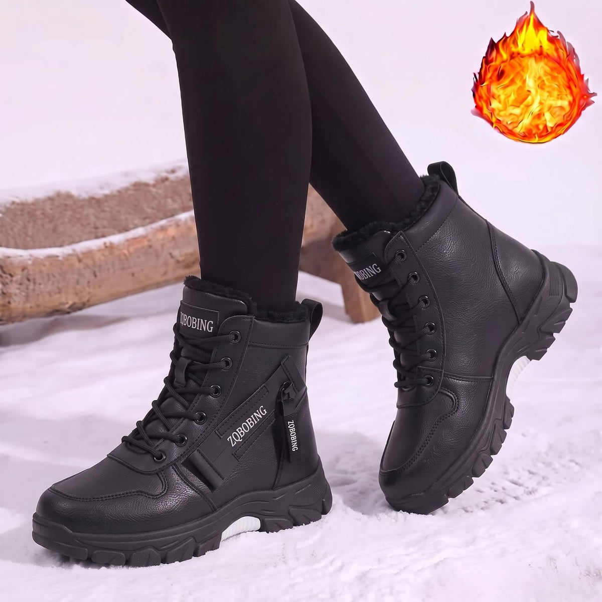 Men's Winter Fleece-Lined Plus Size Martin Combat Boots Ankle Fall Walking Everyday