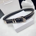 Women's Y2k Pin Buckle Studded Black Waist Belt Everyday Wear Designer Premium Versatile