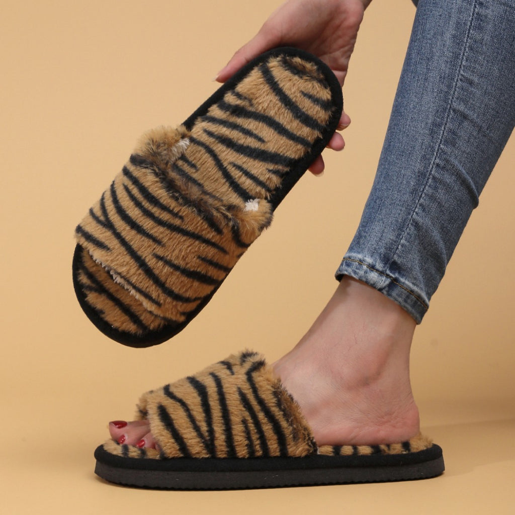 Women's Open Toe Fleece-lined Slippers Outdoor Mules Casual Everyday Wear Womenswear