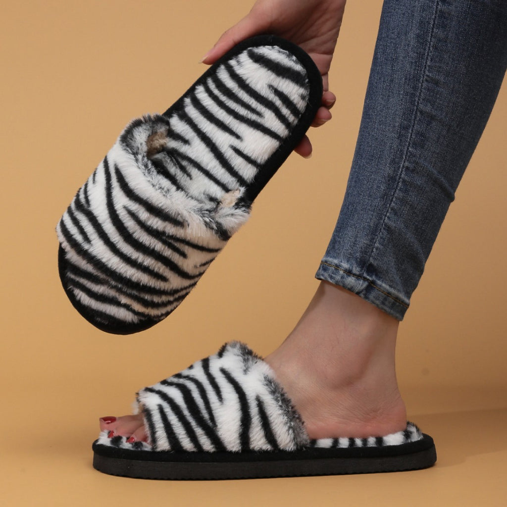 Women's Open Toe Fleece-lined Slippers Outdoor Mules Casual Everyday Wear Womenswear