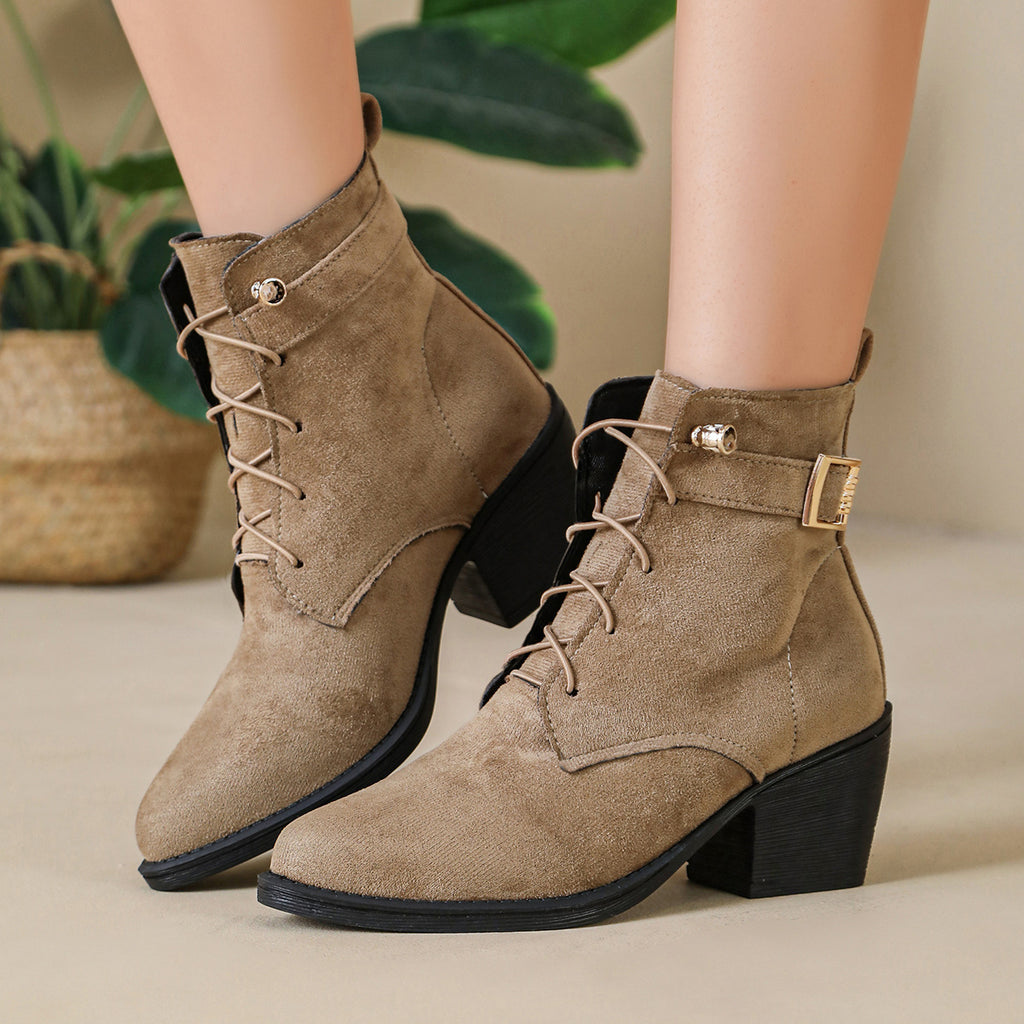Women's Fall Winter Pointed Toe Block Heel Heels
