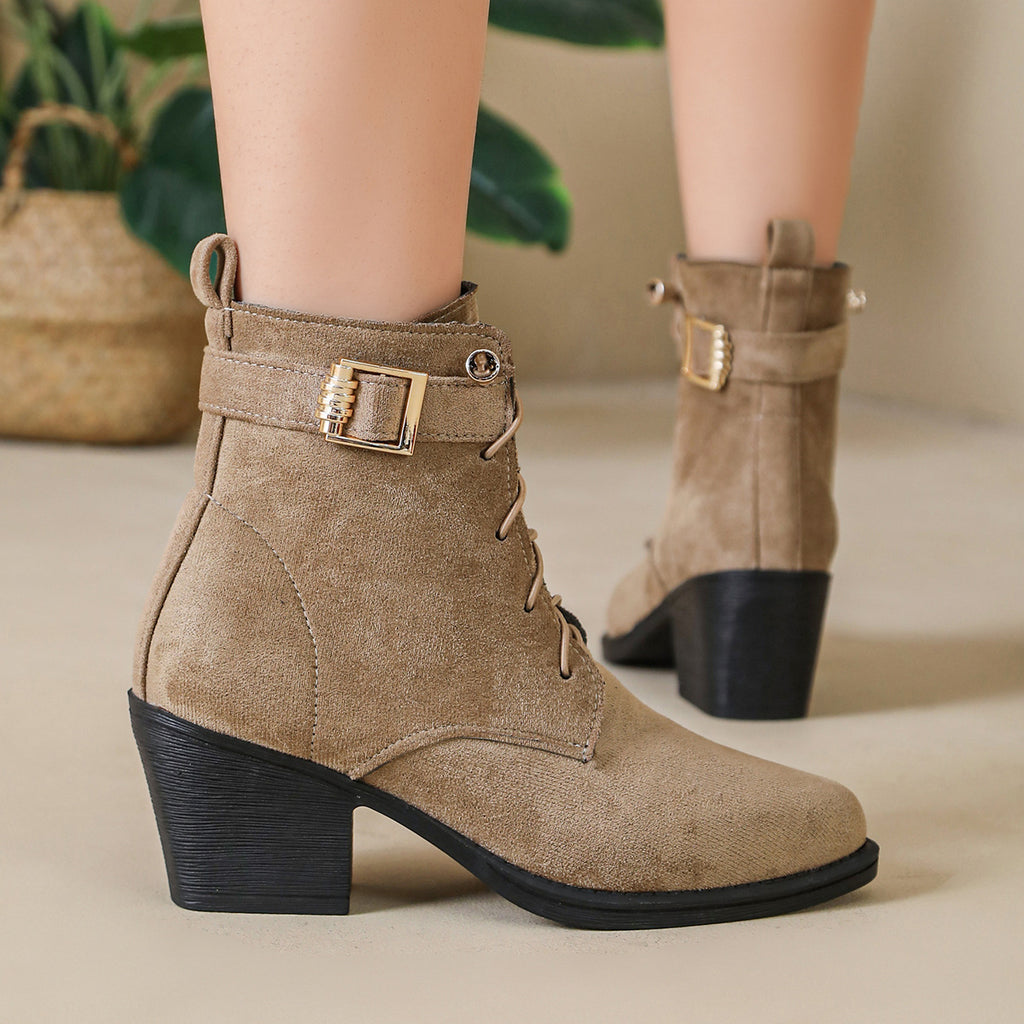 Women's Fall Winter Pointed Toe Block Heel Heels