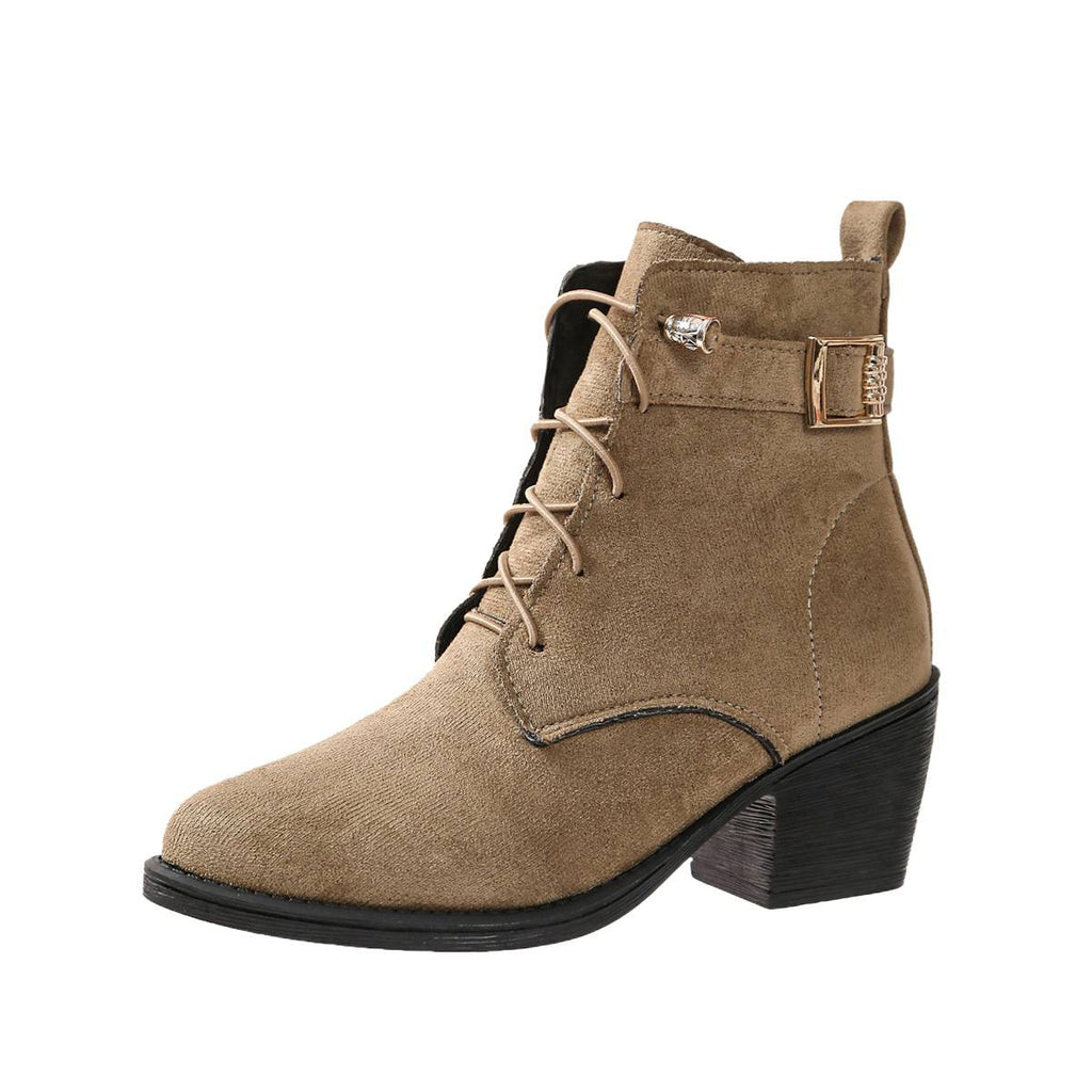 Women's Fall Winter Pointed Toe Block Heel Heels