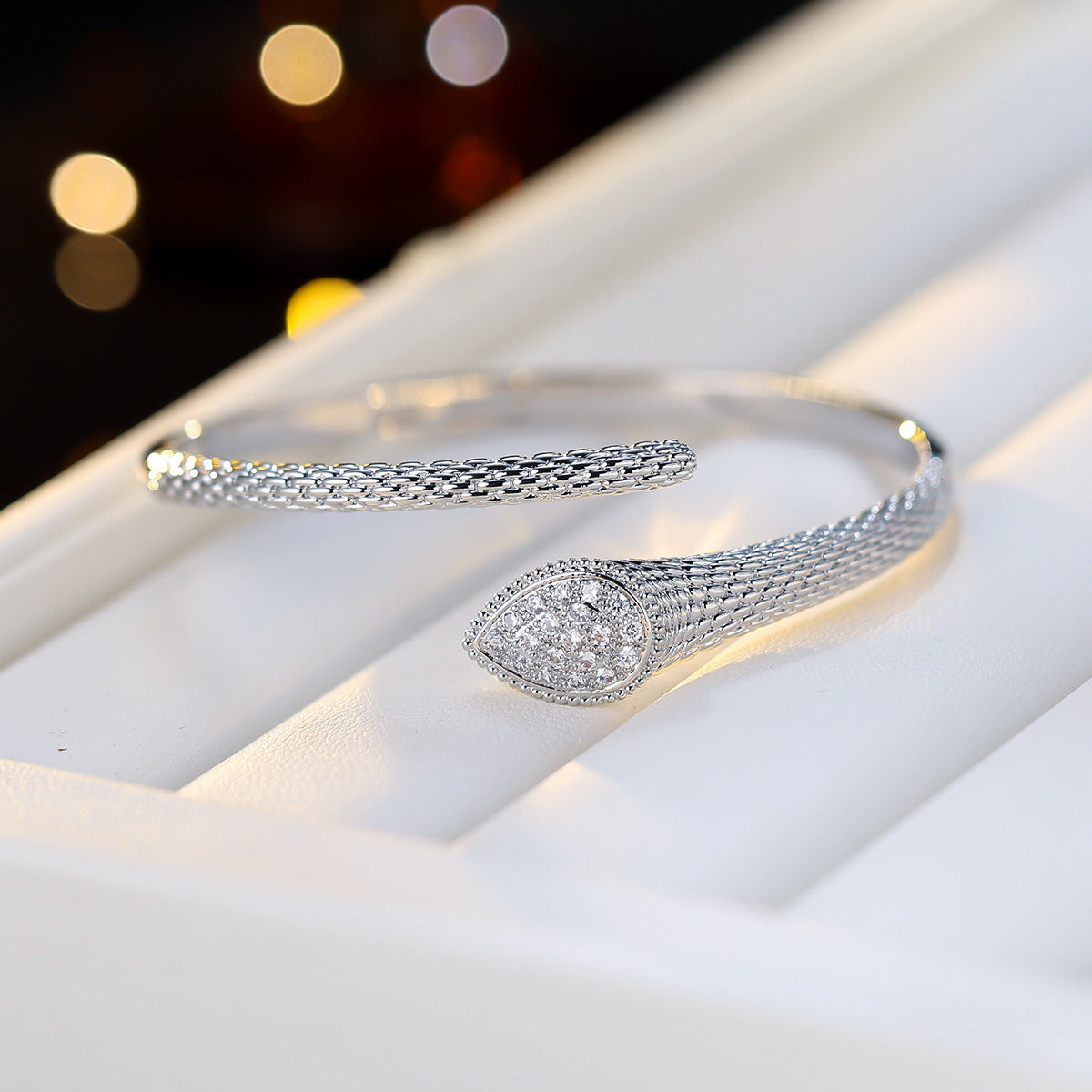 Silver minimalist cuff bracelet by Yoshan
