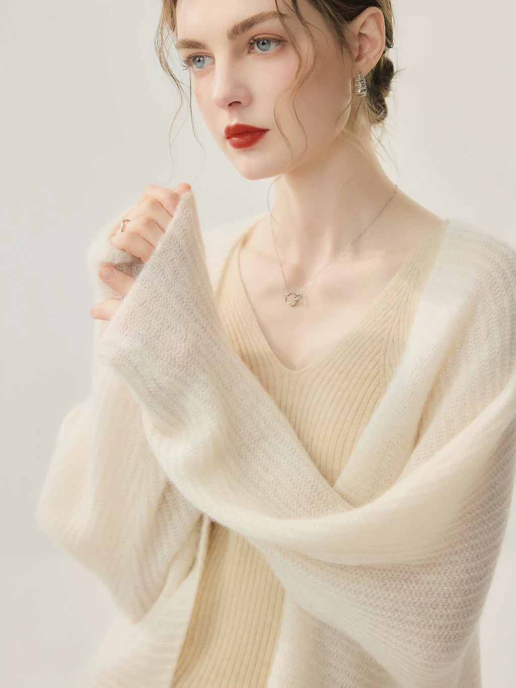 Women's V-Neck Fall Winter Longline Oversized Midi Cardigan Relaxed Fit Knit Outerwear for Office Outfits Everyday Work