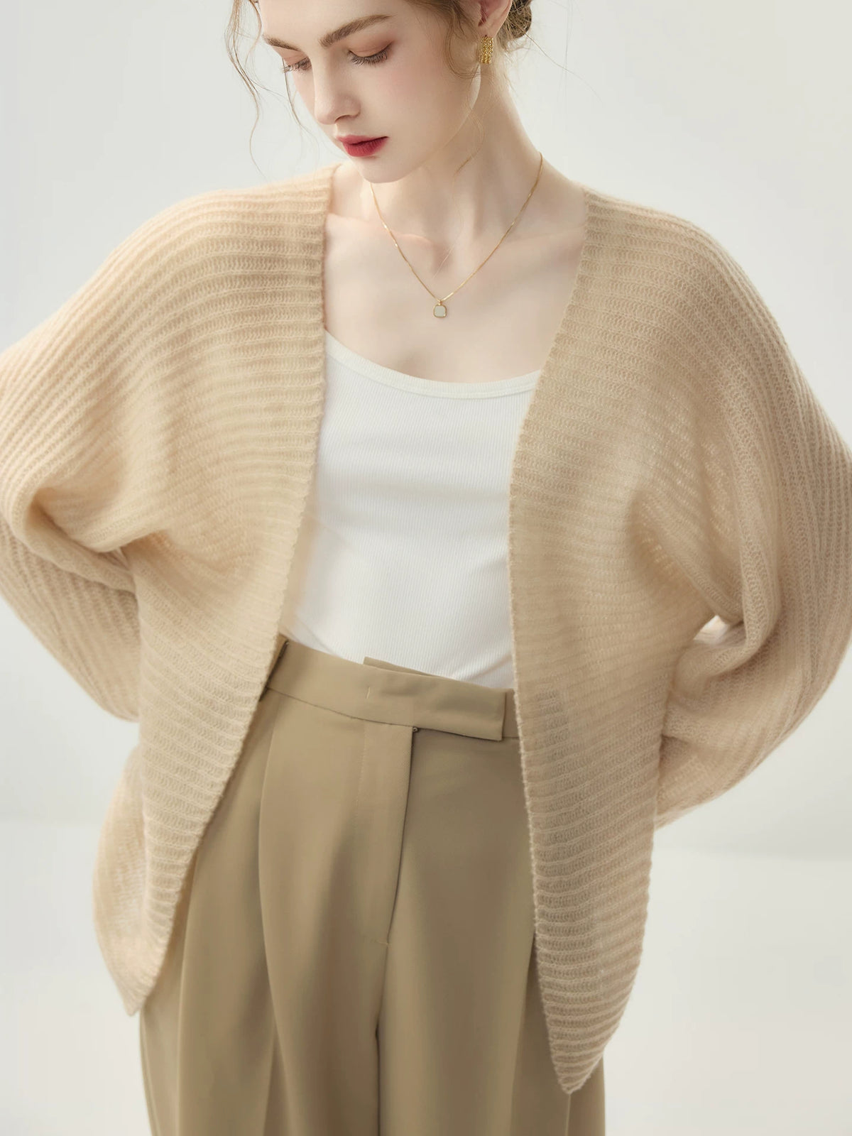 Women's V-Neck Fall Winter Longline Oversized Midi Cardigan Relaxed Fit Knit Outerwear for Office Outfits Everyday Work