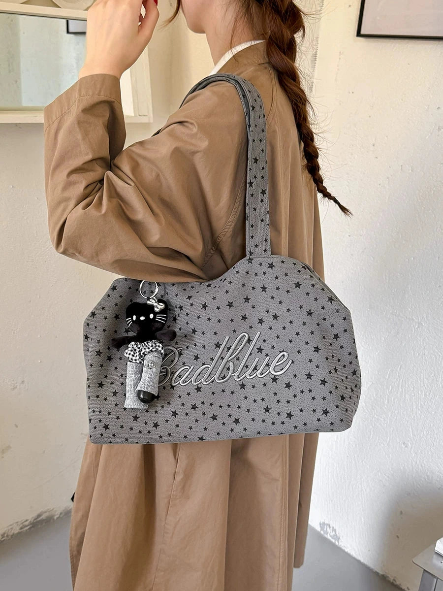 Women's Large-capacity Canvas Fall Winter Polka-dot Office Workwear Tote Bag Shoulder Crossbody Purse Work Travel Everyday Purse