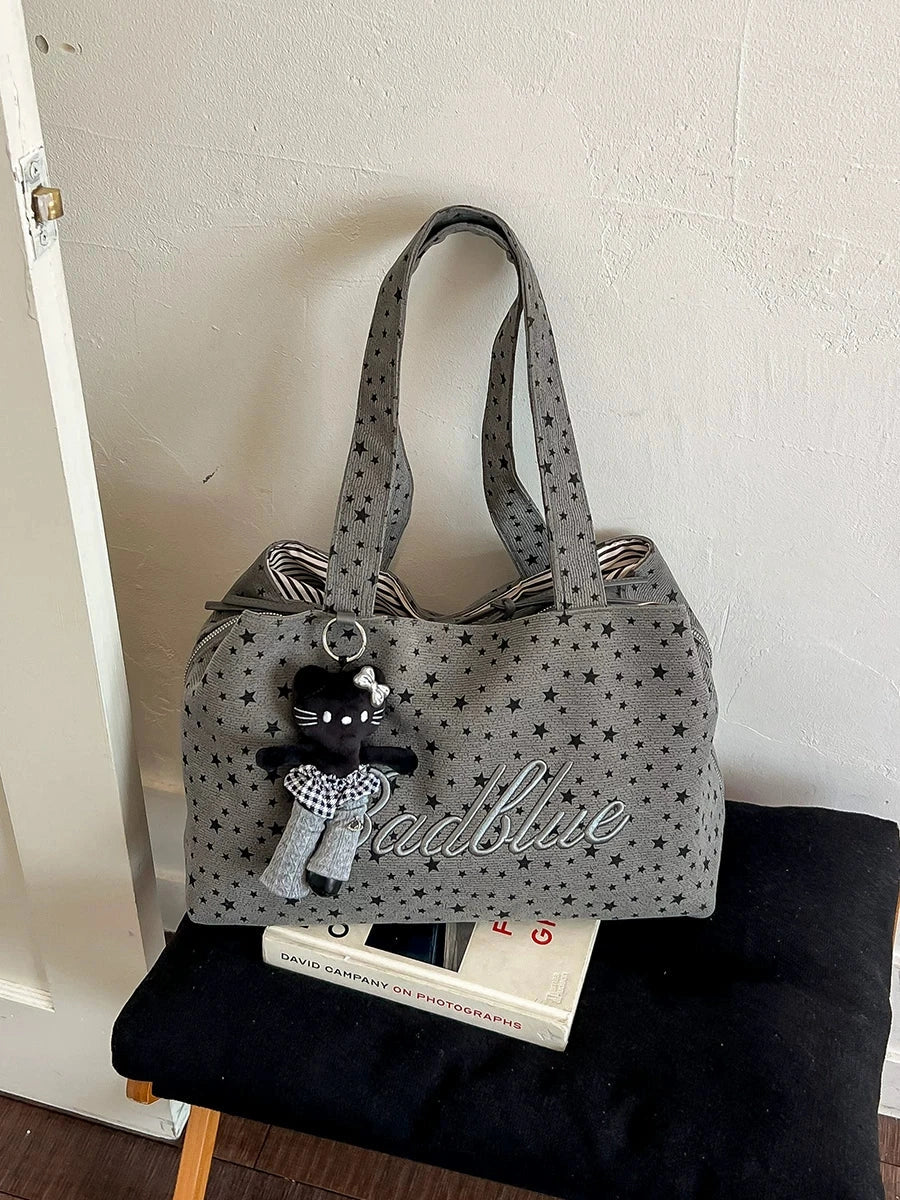 Women's Large-capacity Canvas Fall Winter Polka-dot Office Workwear Tote Bag Shoulder Crossbody Purse Work Travel Everyday Purse