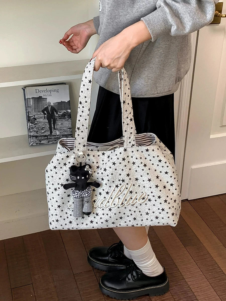 Women's Large-capacity Canvas Fall Winter Polka-dot Office Workwear Tote Bag Shoulder Crossbody Purse Work Travel Everyday Purse