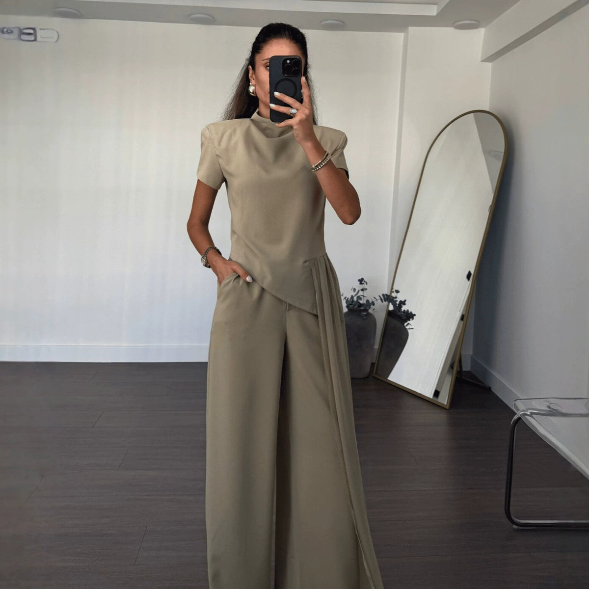 Women's Workwear Casual Wide-leg Pants Set Casual Everyday Wear Womenswear