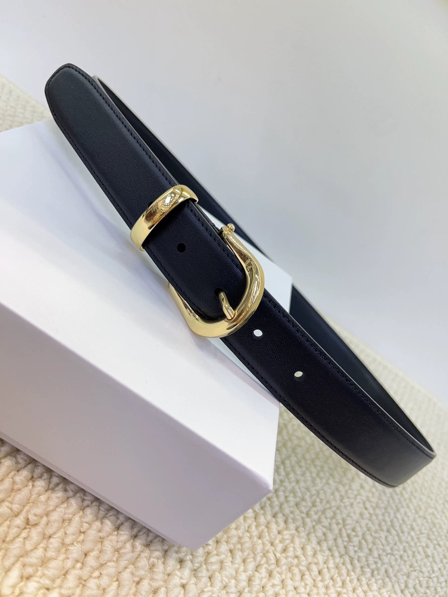 Women's Horseshoe Buckle Skinny Minimalist Commute Black Office Leather Blazer Belt Workwear Waist for Date Night Gift Party Designer Everyday Vacation