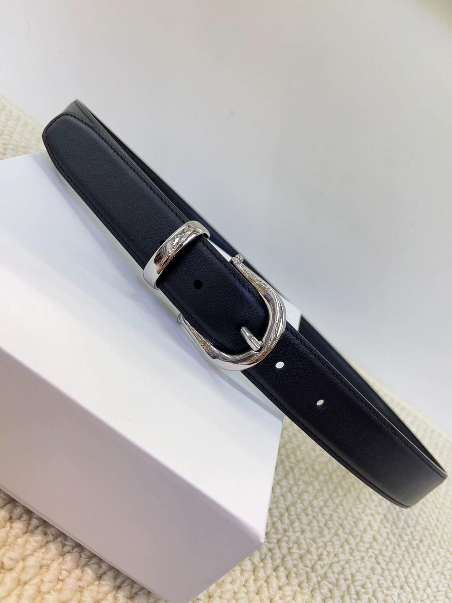 Women's Horseshoe Buckle Skinny Minimalist Commute Black Office Leather Blazer Belt Workwear Waist for Date Night Gift Party Designer Everyday Vacation
