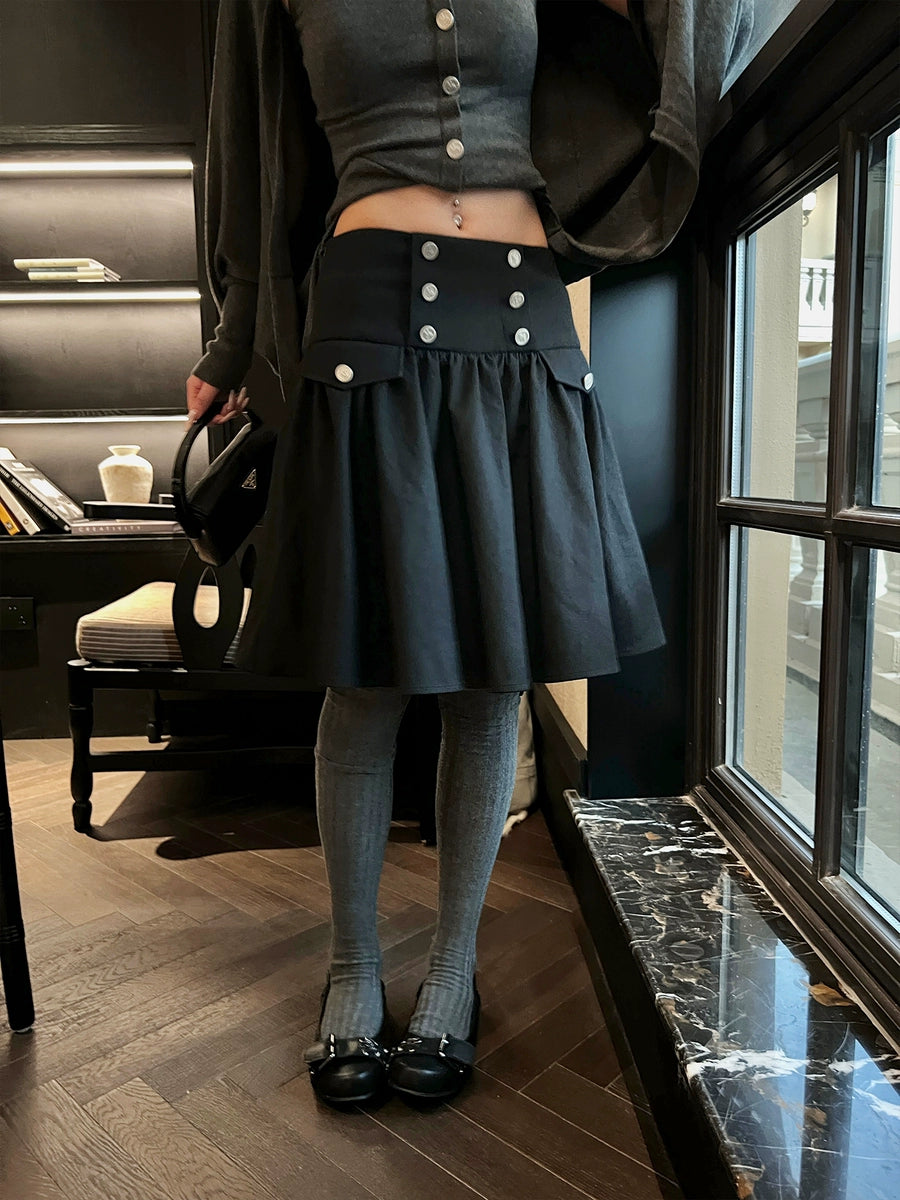 Women's Leather-Look Ruched Double-Breasted A-Line Retro Clothing Top Weekend Everyday