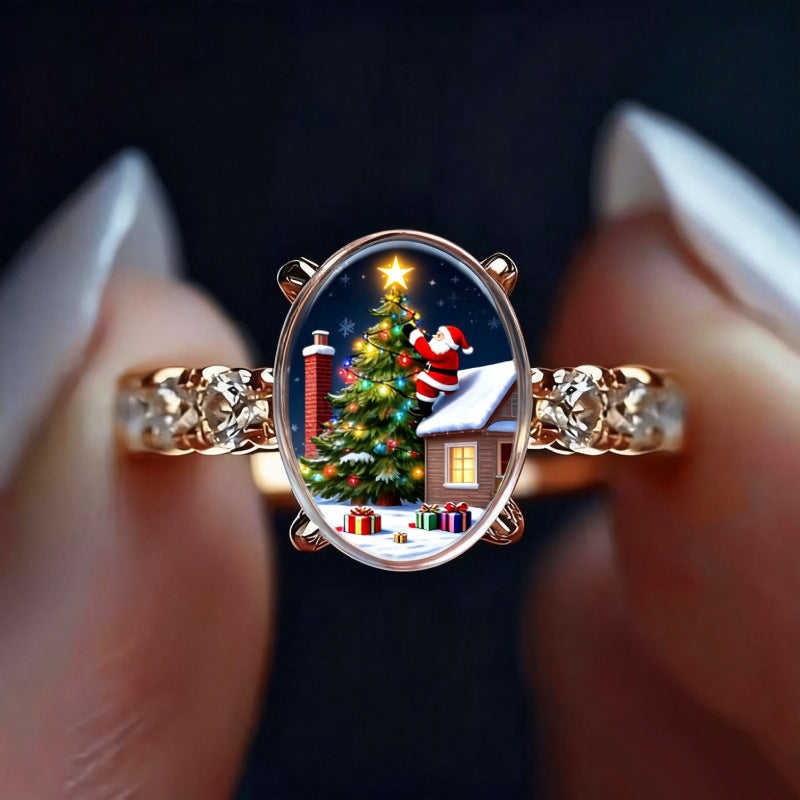 Christmas Ring Set, Santa, Christmas Tree and Star Rings, 12-Piece Assorted Holiday Party Favor Pack, Stocking Stuffers and Gift Exchange Present for Kids and A