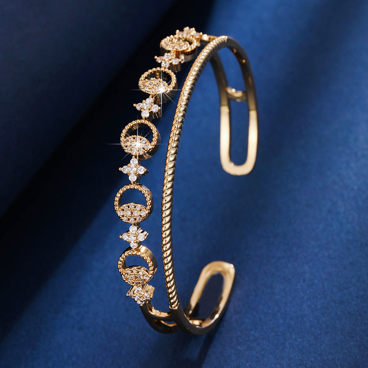 Gold cutout cuff bracelet by Yoshan